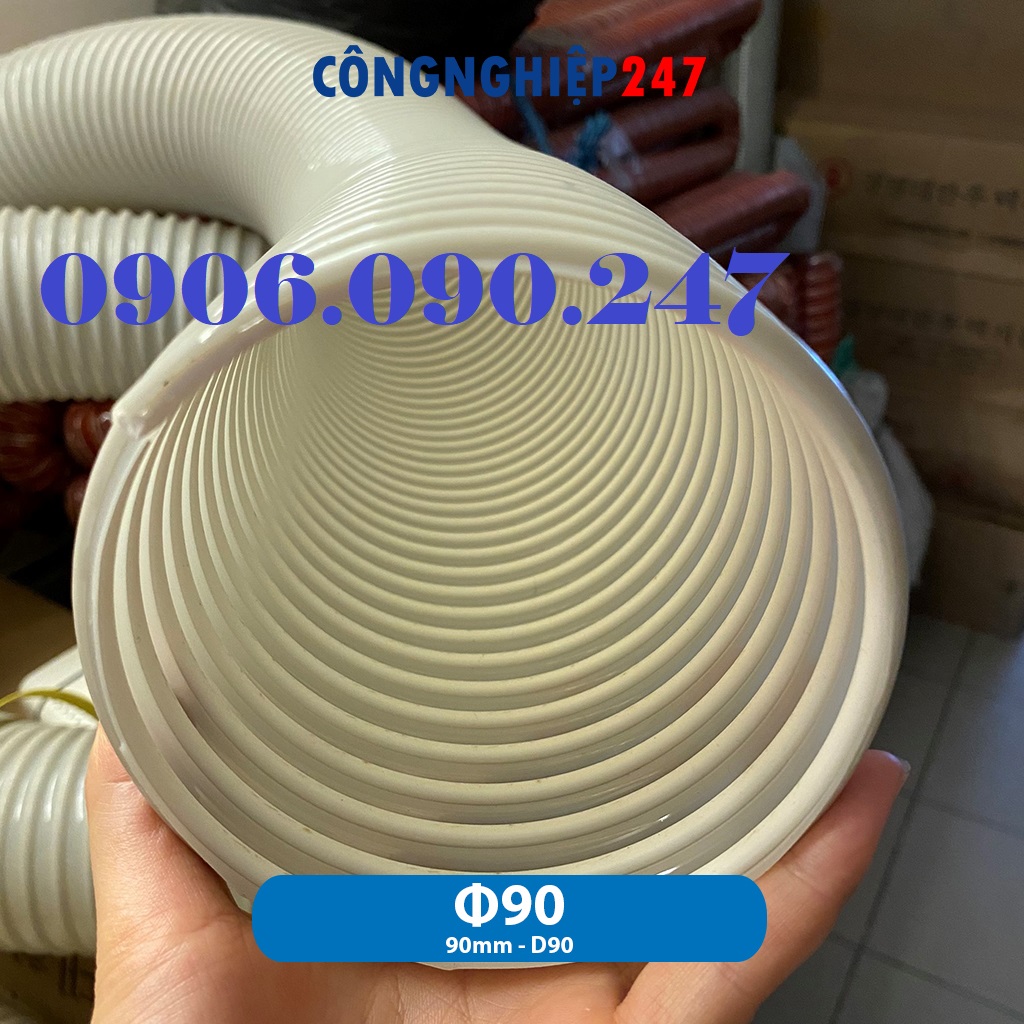 ỐNG HÚT BỤI GÂN NHỰA PHI 90MM